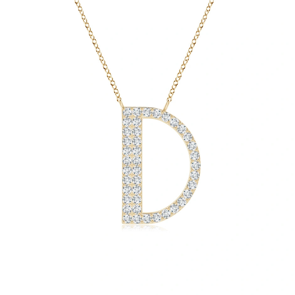 Lab-Grown Modern Deco Diamond Capital "D" Initial Pendant