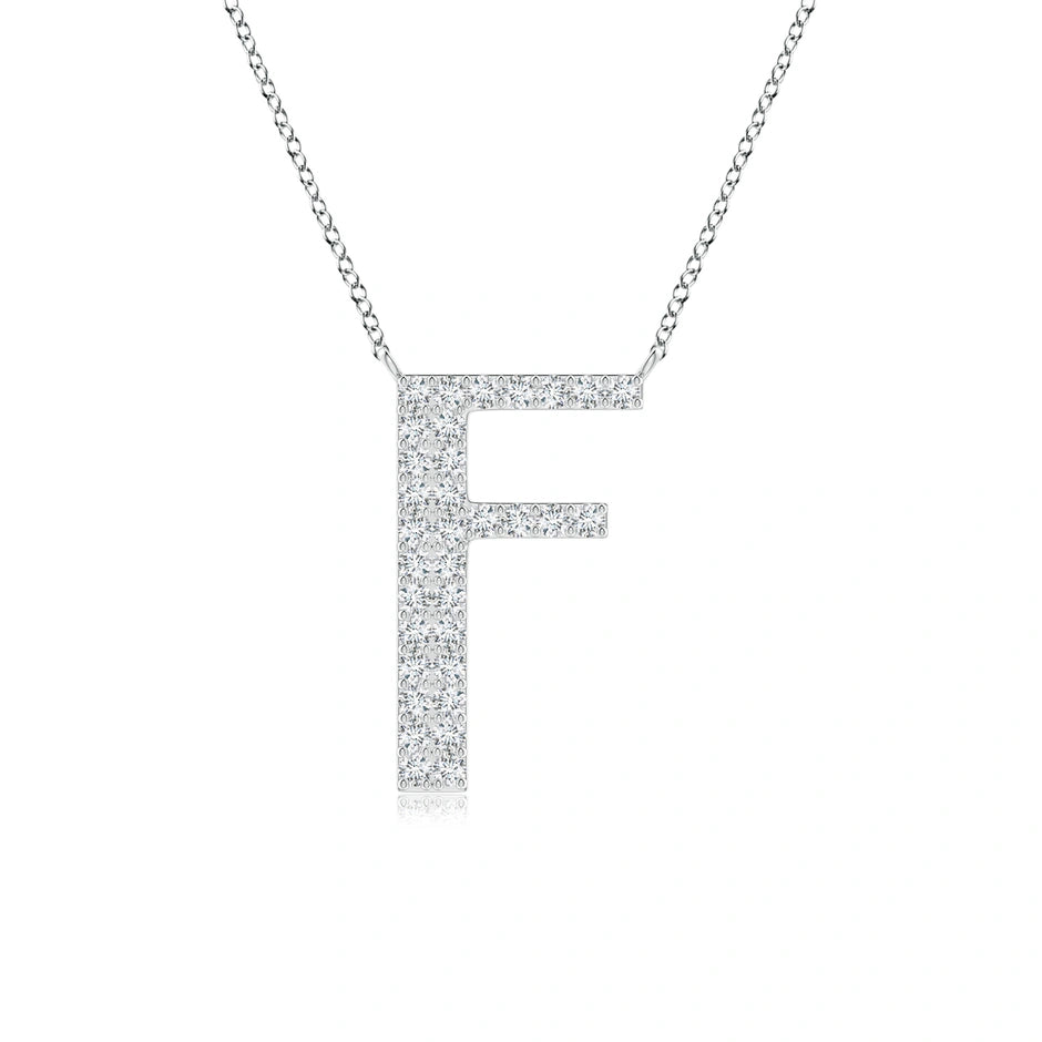 Lab-Grown Modern Deco Diamond Capital "F" Initial Pendant