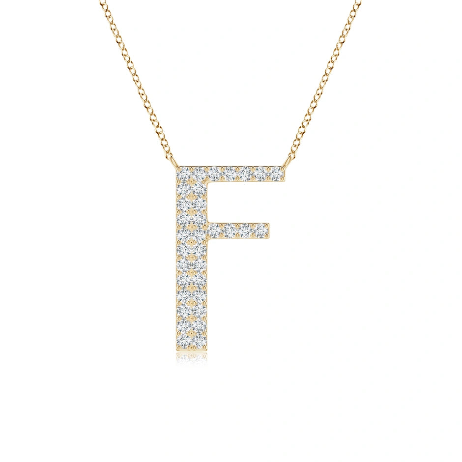Lab-Grown Modern Deco Diamond Capital "F" Initial Pendant
