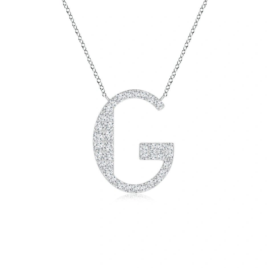 Lab-Grown Modern Deco Diamond Capital "G" Initial Pendant