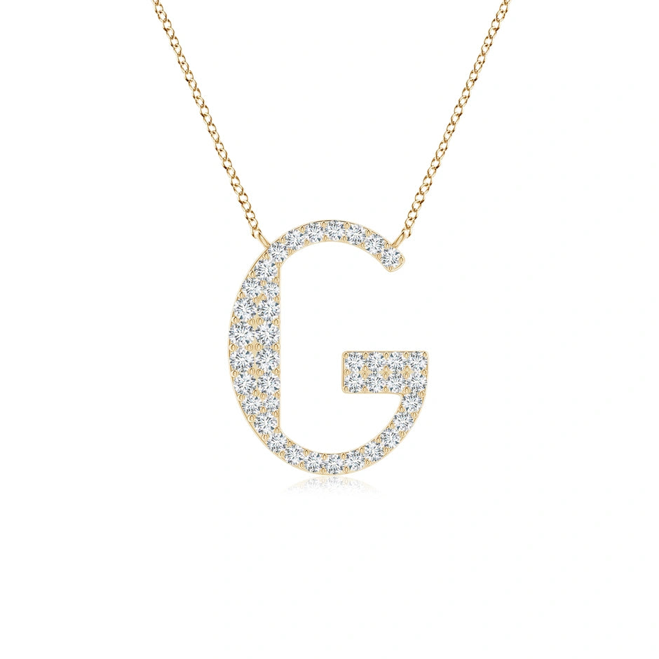 Lab-Grown Modern Deco Diamond Capital "G" Initial Pendant