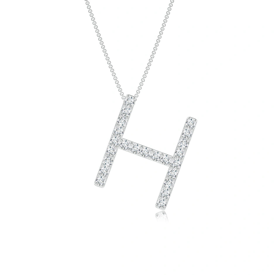 Lab-Grown Prong-Set Diamond Capital "H" Initial Pendant