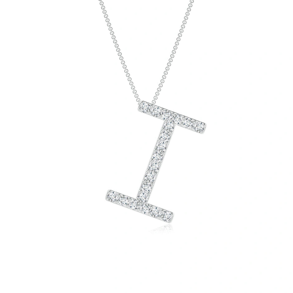 Lab-Grown Prong-Set Diamond Capital "I" Initial Pendant