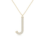 Load image into Gallery viewer, Lab-Grown Prong-Set Diamond Capital &quot;J&quot; Knife-Edge Initial Pendant
