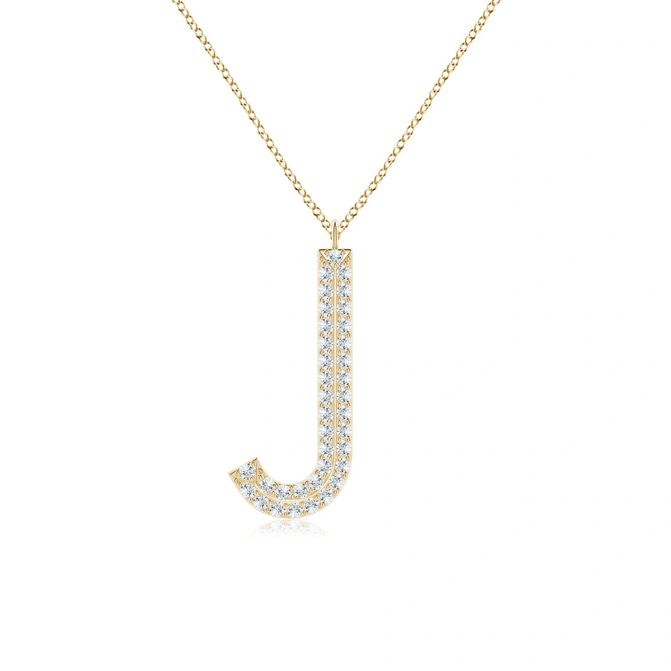 Lab-Grown Prong-Set Diamond Capital "J" Knife-Edge Initial Pendant