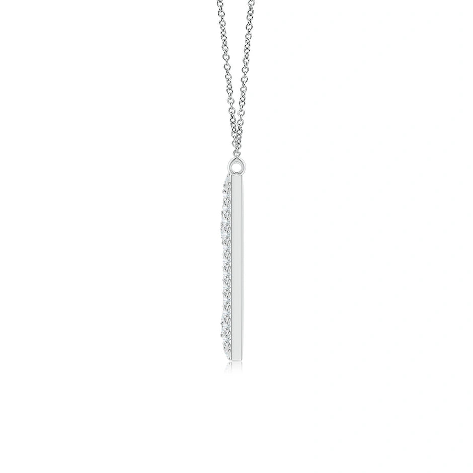 Lab-Grown Prong-Set Diamond Capital "M" Knife-Edge Initial Pendant