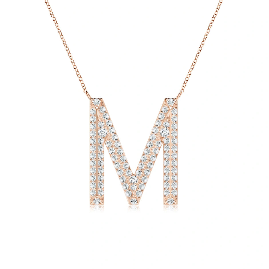 Lab-Grown Prong-Set Diamond Capital "M" Knife-Edge Initial Pendant