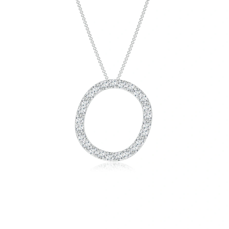 Lab-Grown Prong-Set Diamond Capital "O" Initial Pendant