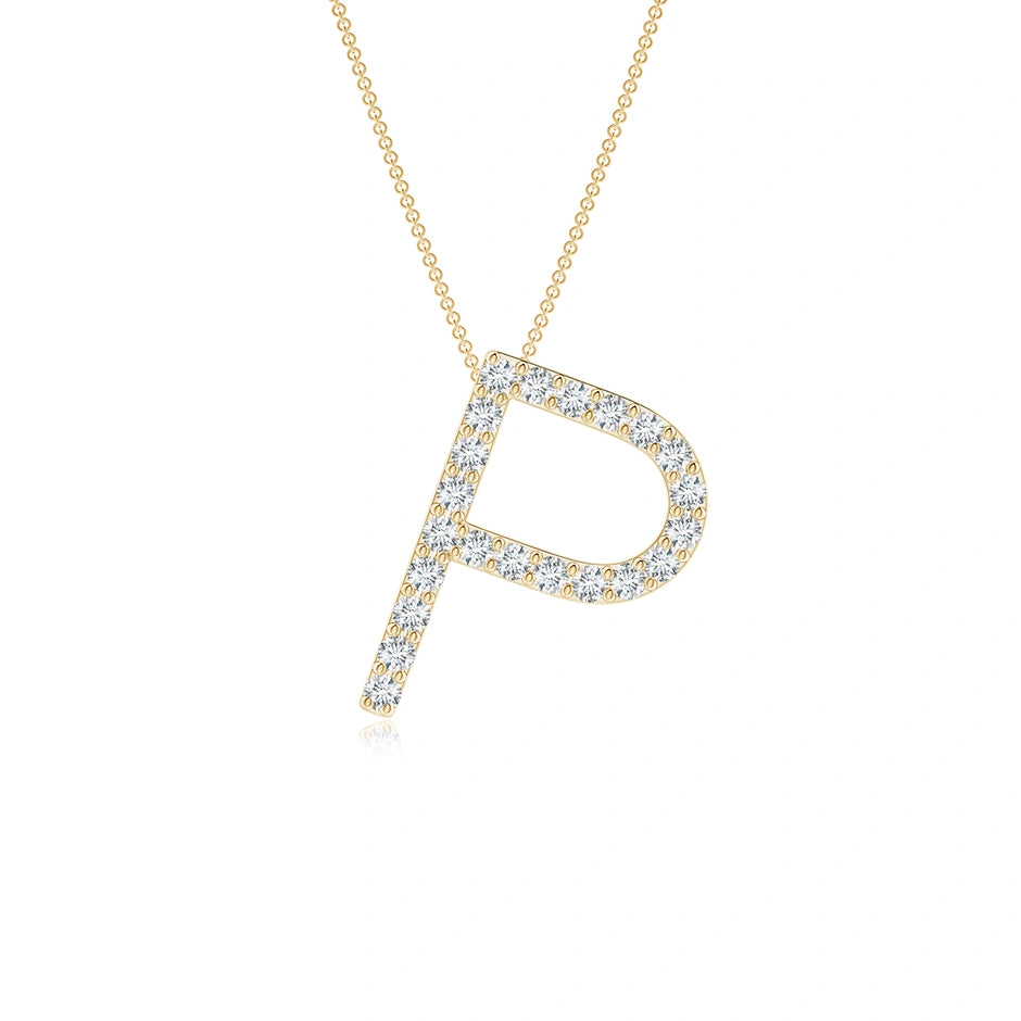 Lab-Grown Prong-Set Diamond Capital "P" Initial Pendant