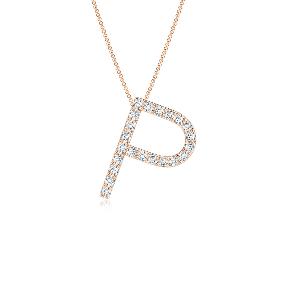 Lab-Grown Prong-Set Diamond Capital "P" Initial Pendant