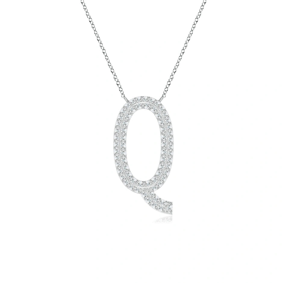 Lab-Grown Prong-Set Diamond Capital "Q" Knife-Edge Initial Pendant
