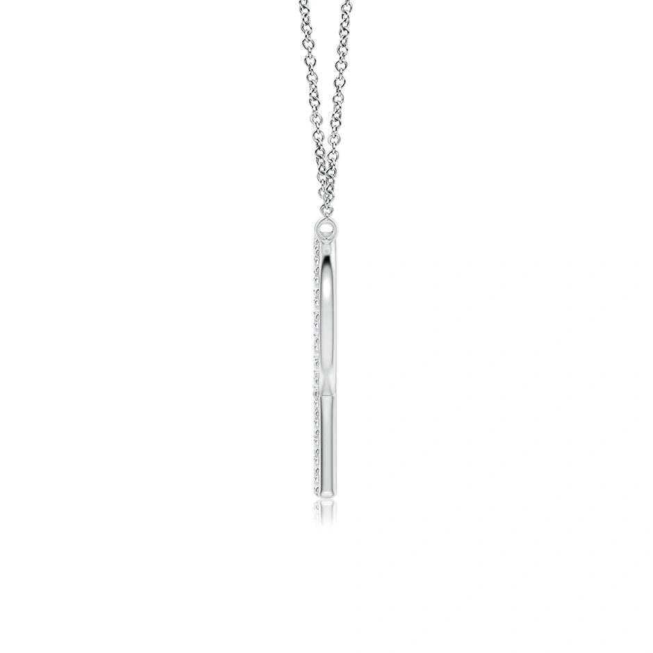 Lab-Grown Modern Deco Diamond Capital "R" Initial Pendant