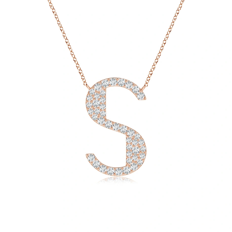 Lab-Grown Modern Deco Diamond Capital "S" Initial Pendant