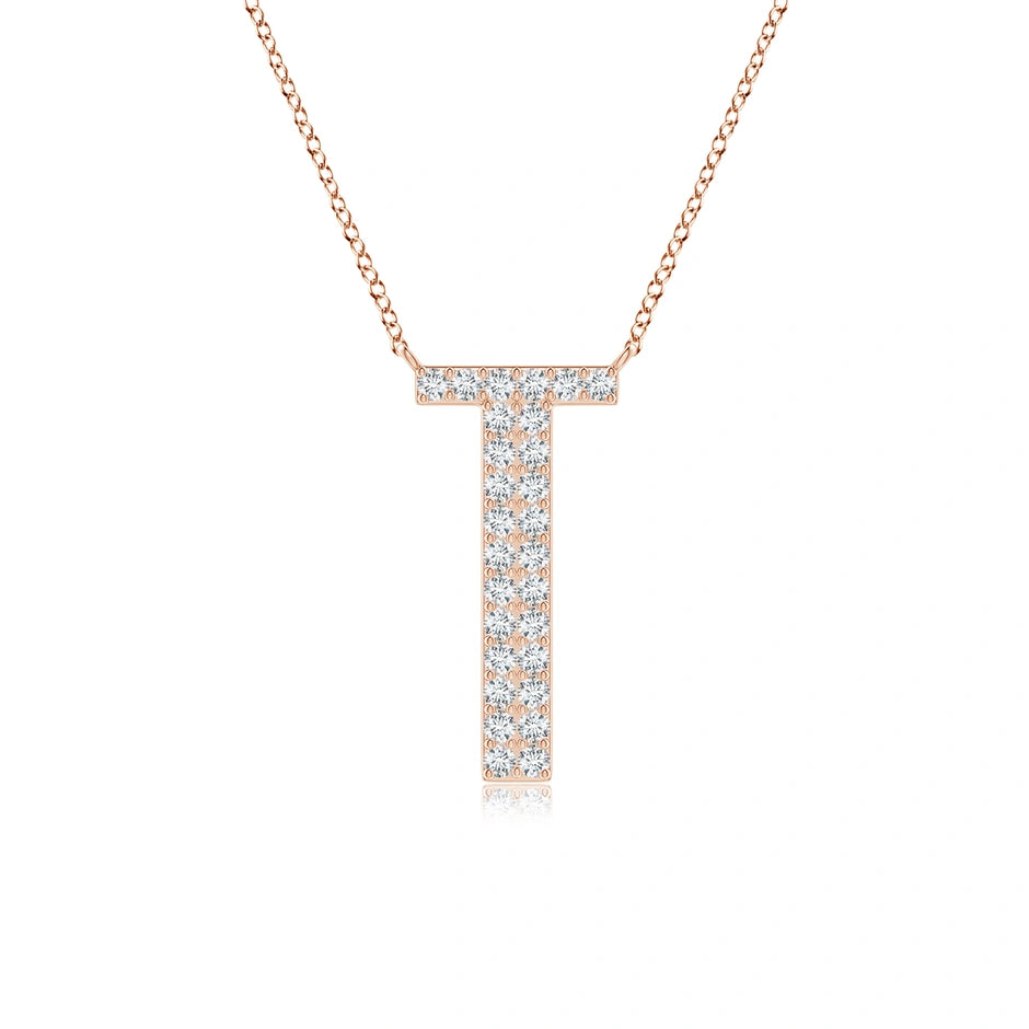 Lab-Grown Modern Deco Diamond Capital "T" Initial Pendant