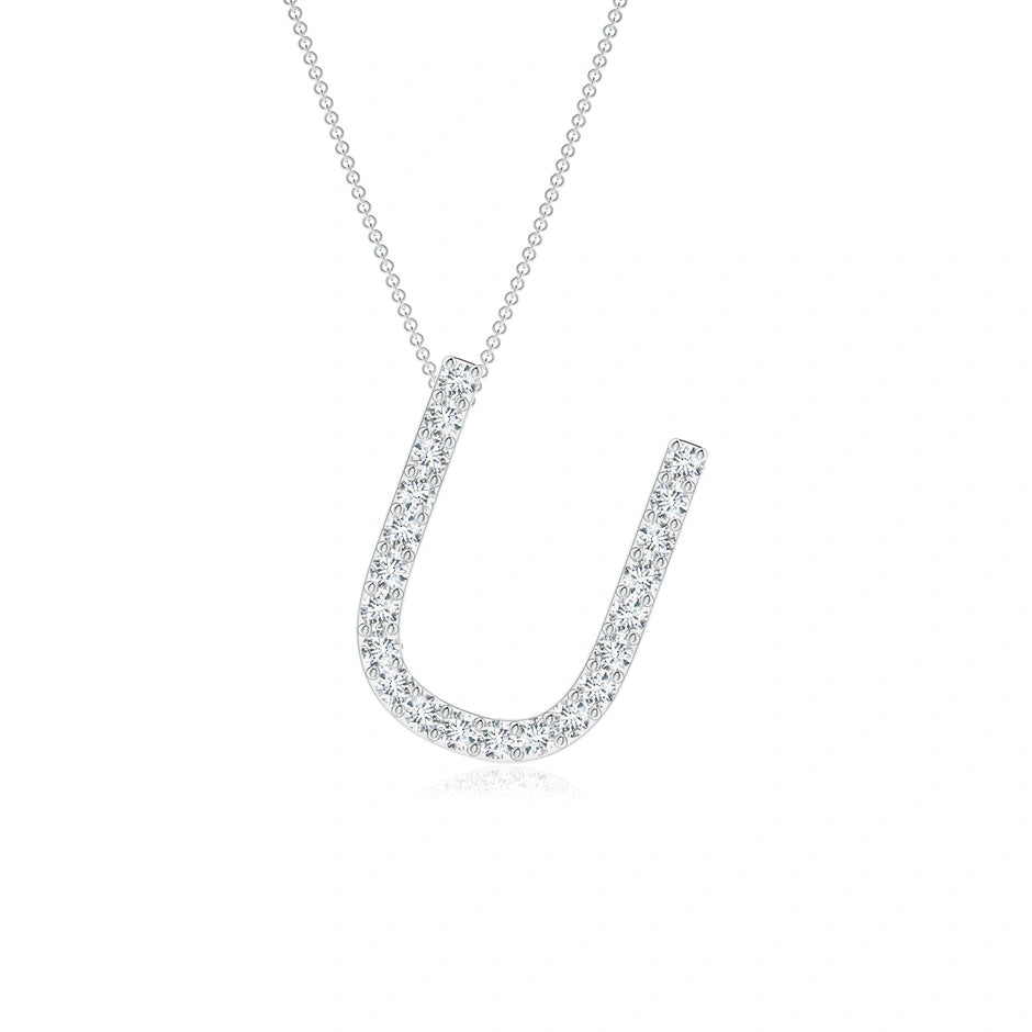 Lab-Grown Prong-Set Diamond Capital "U" Initial Pendant