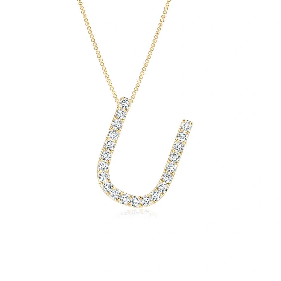Lab-Grown Prong-Set Diamond Capital "U" Initial Pendant
