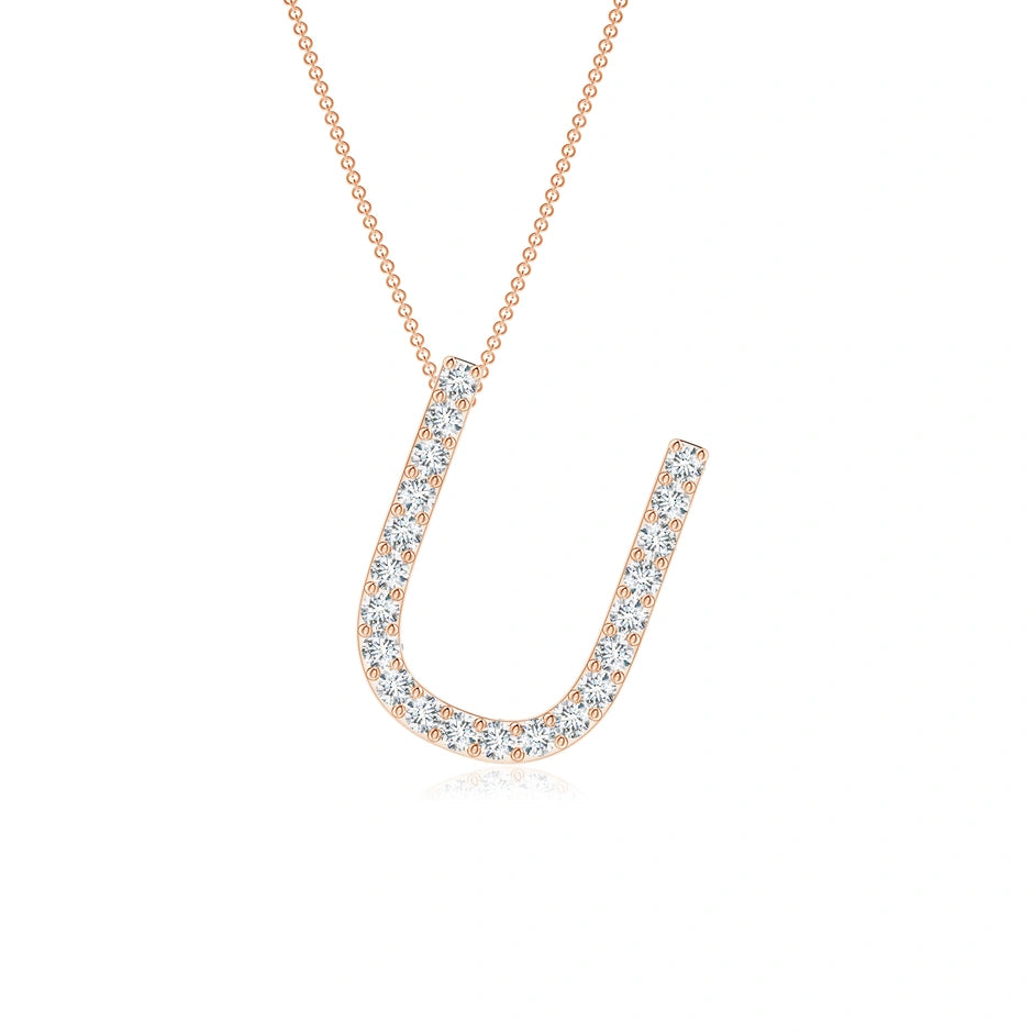 Lab-Grown Prong-Set Diamond Capital "U" Initial Pendant