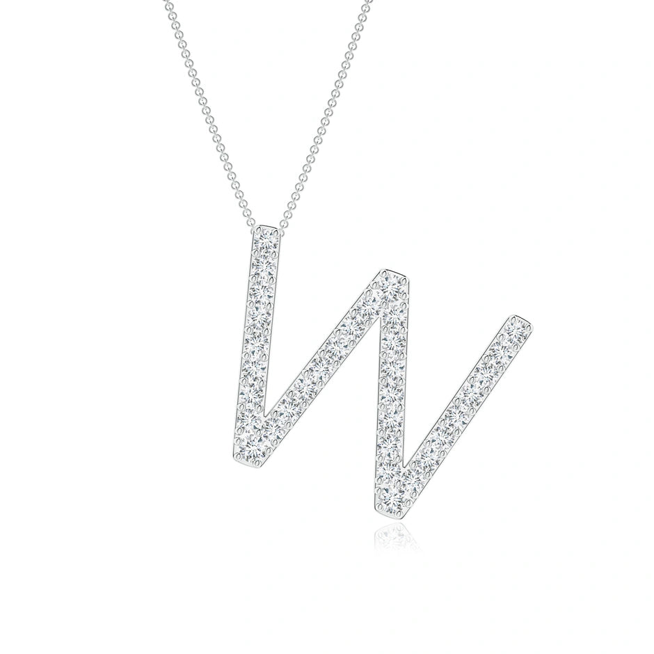 Lab-Grown Prong-Set Diamond Capital "W" Initial Pendant