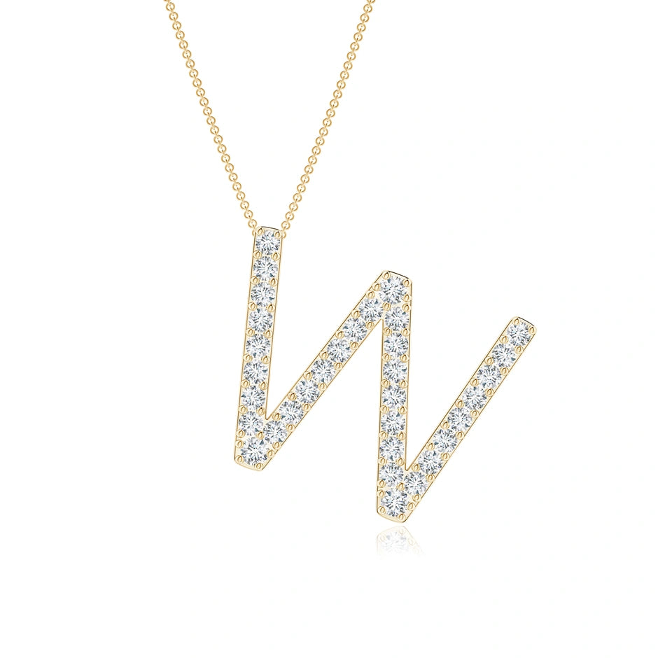 Lab-Grown Prong-Set Diamond Capital "W" Initial Pendant