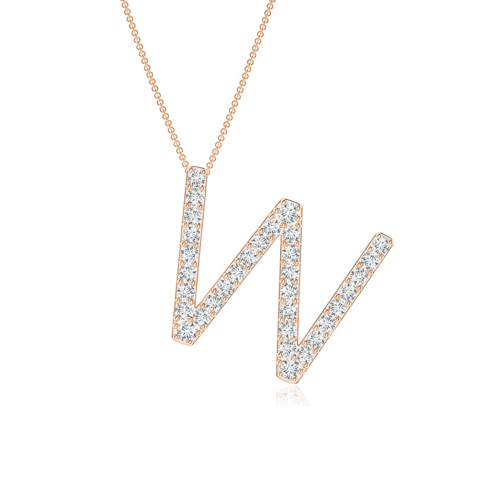 Lab-Grown Prong-Set Diamond Capital "W" Initial Pendant