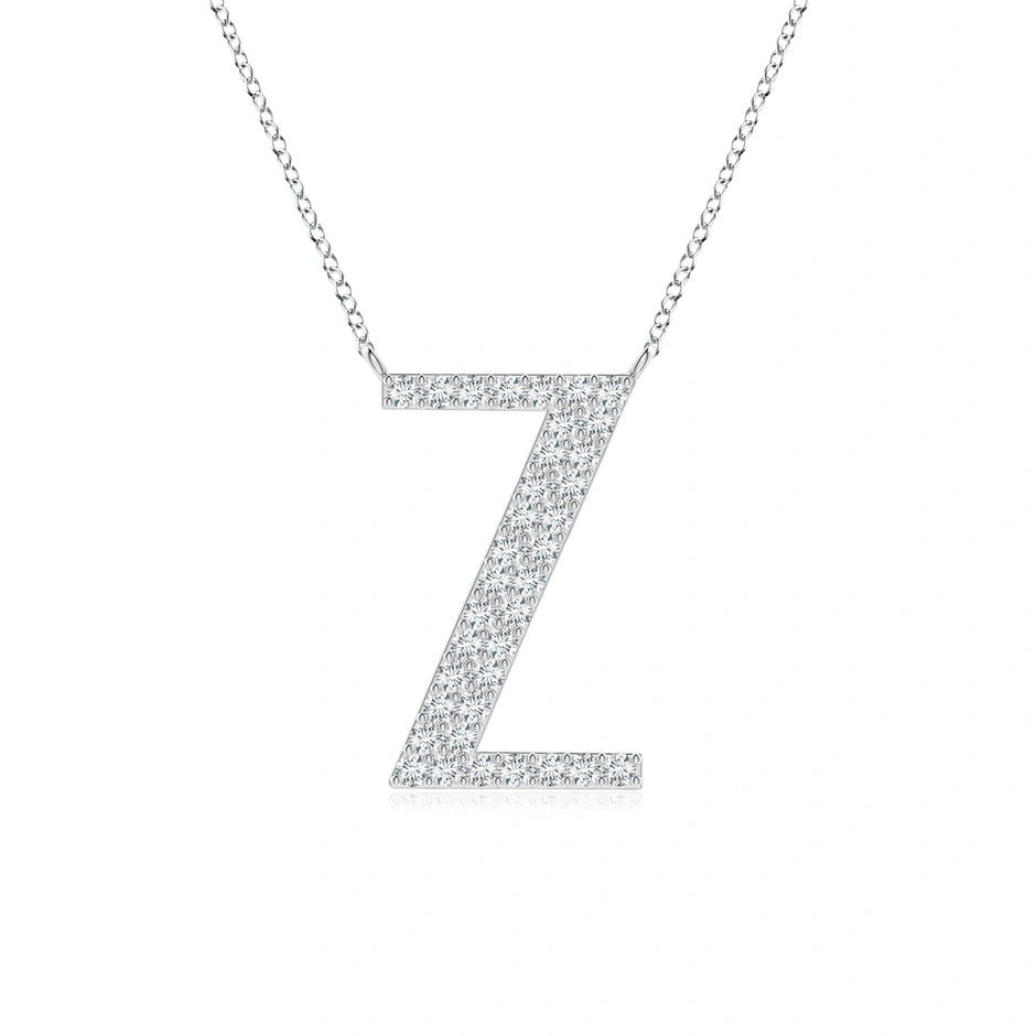 Lab-Grown Modern Deco Diamond Capital "Z" Initial Pendant