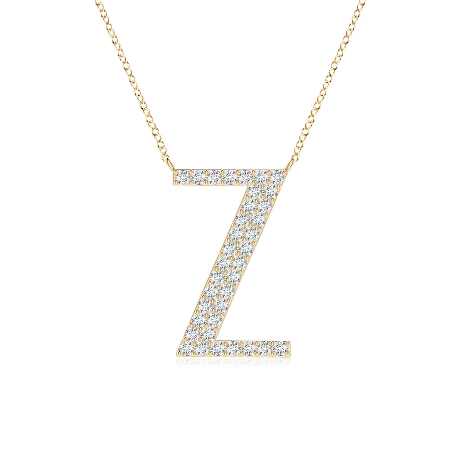 Lab-Grown Modern Deco Diamond Capital "Z" Initial Pendant