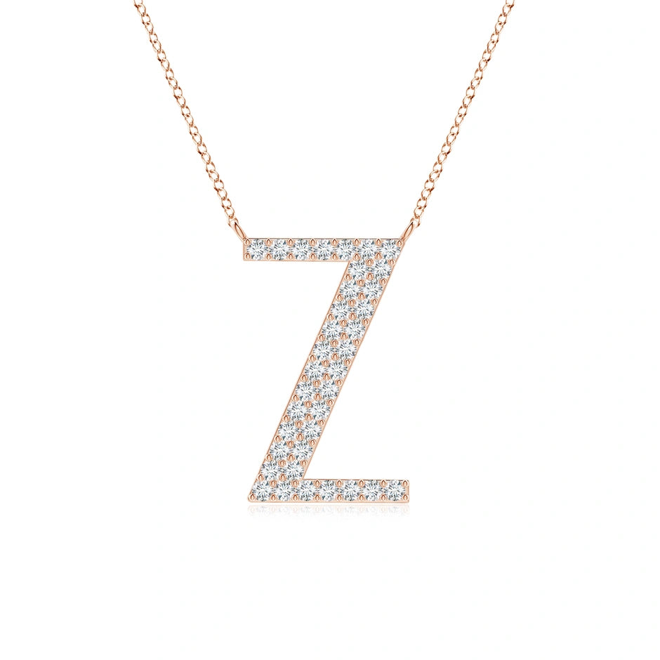 Lab-Grown Modern Deco Diamond Capital "Z" Initial Pendant