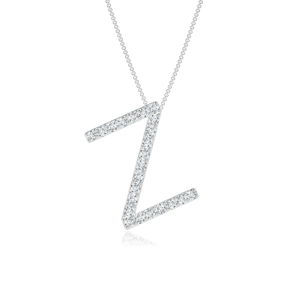 Lab-Grown Prong-Set Diamond Capital "Z" Initial Pendant