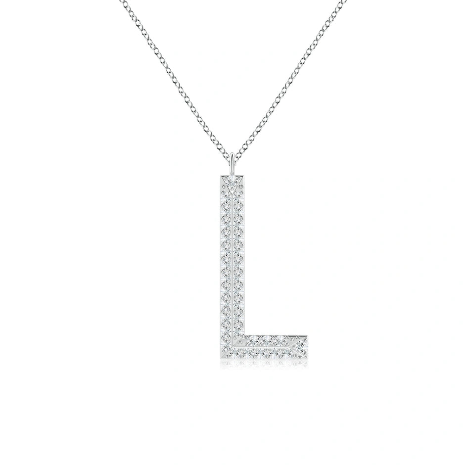 Lab-Grown Prong-Set Diamond Capital "L" Knife-Edge Initial Pendant