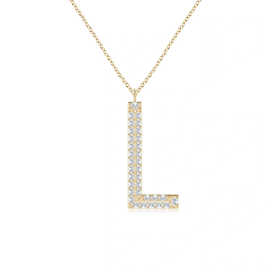 Lab-Grown Prong-Set Diamond Capital "L" Knife-Edge Initial Pendant