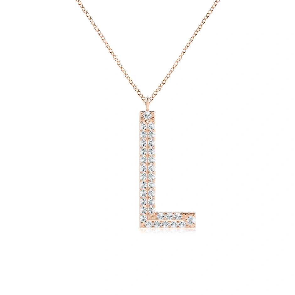 Lab-Grown Prong-Set Diamond Capital "L" Knife-Edge Initial Pendant