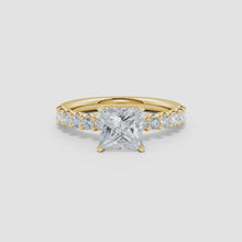 Lab-Grown Princess-Cut Diamond Solitaire Engagement Ring with Diamond Accents