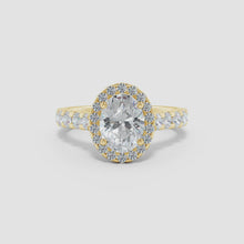 Prong-Set Oval Lab-Grown Diamond Halo Engagement Ring