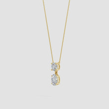 Lab-Grown Solitaire Oval Diamond Drop Pendant with Accent