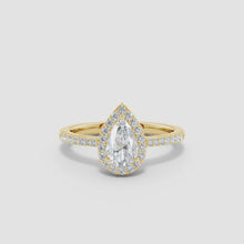 Prong-Set Pear Lab-Grown Diamond Ring with Halo