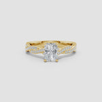 Load and play video in Gallery viewer, Lab-Grown Peg Head Radiant-Cut Diamond Twist Shank Engagement Ring
