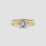 Load and play video in Gallery viewer, Lab-Grown Emerald Cut Diamond Double Setting Solitaire Engagement Ring
