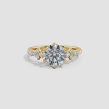 Lab-Grown Round Diamond Side Stone Engagement Ring with Accents