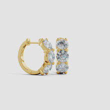 Round Lab-Grown Diamond Three Stone Hoop Earrings