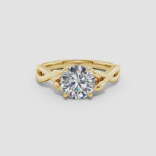 Lab-created nature-inspired diamond crossover ring with leaf motif