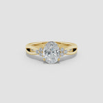 Load and play video in Gallery viewer, Lab-Grown Solitaire Oval Diamond Split Shank Ring with Accents
