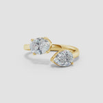 Load and play video in Gallery viewer, Lab-Grown Oval &amp; Pear Diamond Two-Stone Open Ring
