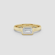 Lab Grown East West Emerald Cut Diamond Solitaire Ring