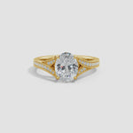 Load and play video in Gallery viewer, Lab-Grown Vintage Inspired Oval Diamond Split Shank Engagement Ring
