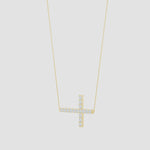 Load and play video in Gallery viewer, Lab-Grown Prong-Set Diamond Horizontal Cross Pendant

