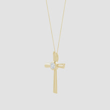 Bezel-Set Solitaire Round Lab-Grown Diamond Cross Pendant