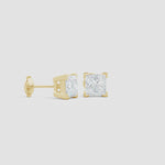 Load and play video in Gallery viewer, V-Prong Set Princess-Cut Lab-Grown Diamond Solitaire Stud Earrings
