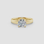 Load and play video in Gallery viewer, Lab Solitaire Round Diamond Tapered Setting Engagement Ring
