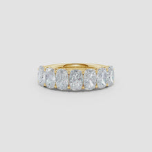 Lab-Grown Prong-Set Cushion Rectangular Diamond Seven Stone Wedding Ring