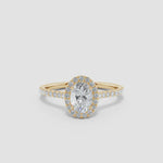 Load and play video in Gallery viewer, Prong-Set Oval Lab-Grown Diamond Halo Ring with Accents
